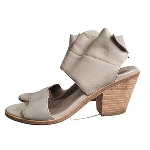 Eileen Fisher‎ 8.5 Gray Ankle Wrap Leather Sandals Open Minimalist Quiet Luxury